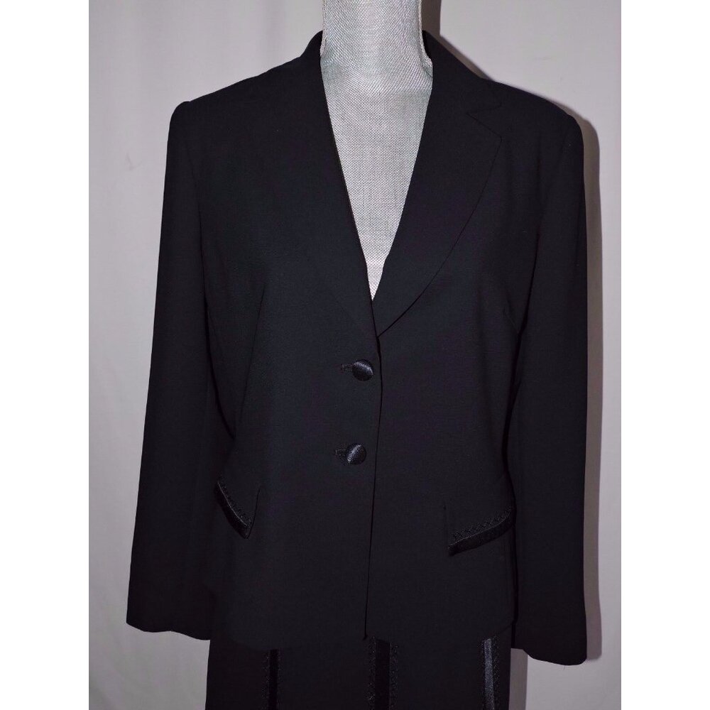 Dressbarn Skirt Suit Set Career Blazer Jacket Navy Blue Knee Length Lined 10 EUC - Picture 4 of 11